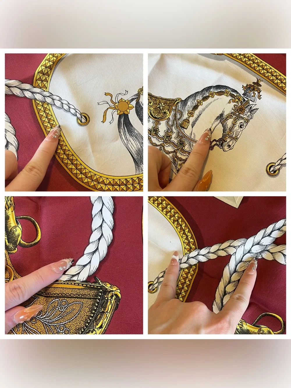 Hermes Grand Apparat Red Equestrian Silk Scarf